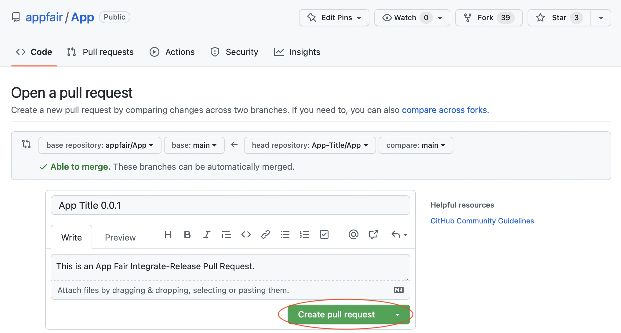 GitHub Pull Request screen